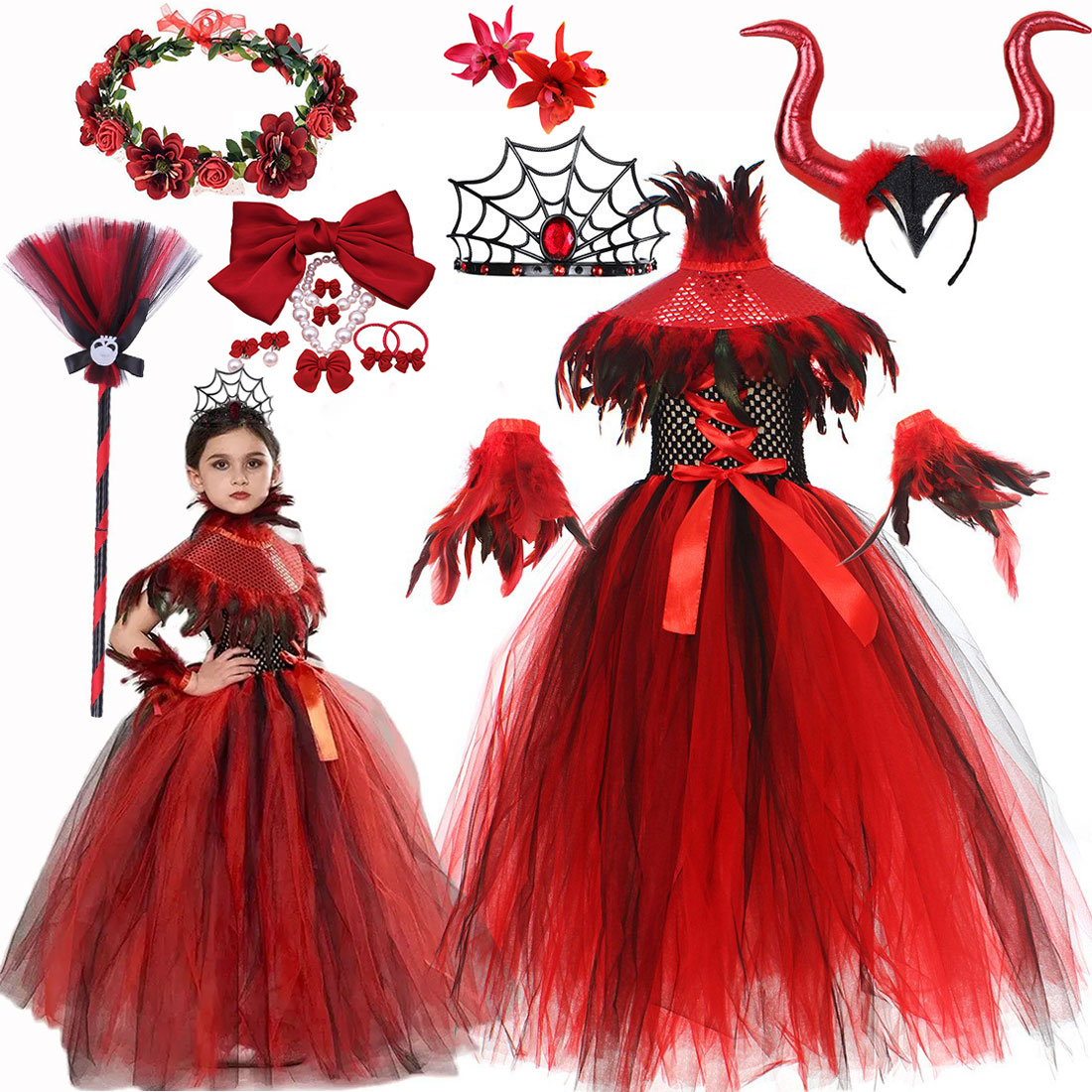 Baby Q Clothing - 2025 Halloween Vampire Costume for Girls