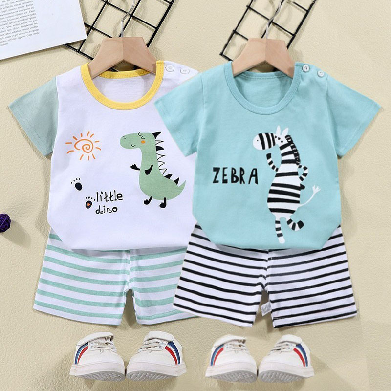 Baby Clothing For Summer - Cotton Tees+Shorts 2-piece Tracksuit Set Kid