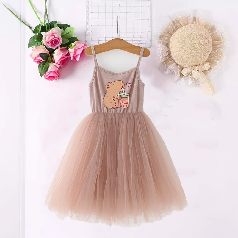 Baby Clothing For Summer - Capybara Girls Dresses Anime Printed Cute